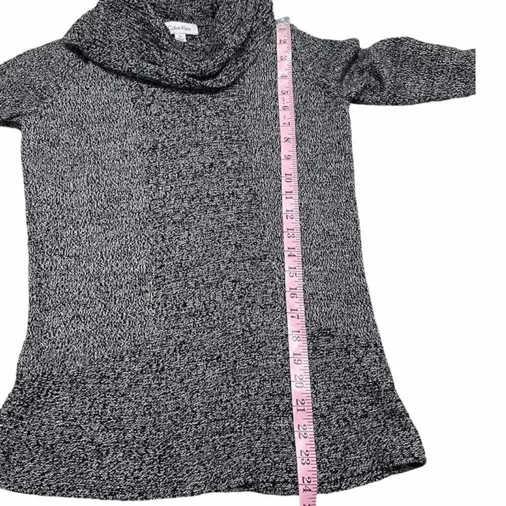 Calvin Klein Cowl Neck Knit Sweater Pullover Rib Front Contrast Design Gray XS - Picture 7 of 9